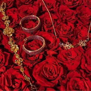 Luxury Gold Plated Jewelry Set ✨ Waterproof Non-Tarnish CZ & Floral Design